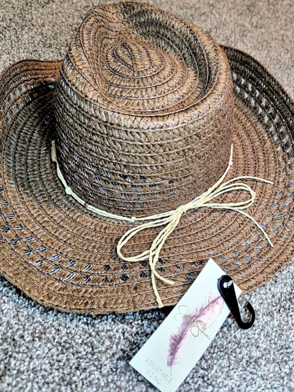 Jessica Simpson Woven Straw Western Hat Brown